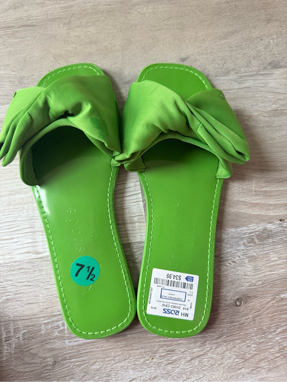 kate spade Bright Green Knot Slide Sandals - Never worn.